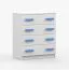Kommode 80 cm breit | 90 x 80 x 40 cm | Weiß | Smolikas 19 | 4 geräumige Schubladen | blaue Holzgriffe | Kinder | Jugend 