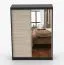 Schiebetürenschrank / Kleiderschrank mit Spiegel Sonoma Eiche / Schwarz | Bucegi 25 | 200 x 150 x 61 cm | 2 Türen | Griffe: Aluminium | 6 Fächer