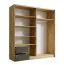 Schwebetürenschrank / Kleiderschrank mit zwei Schubladen Glyfada 01 , Farbe: Eiche Artisan / Grau, eine Kleiderstange, fünf Fächer, Maße: 199 x 181 x 62 cm