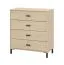 Kommode | vier Schubladen | Farbe: Eiche light Port | Griffe & Beine: Schwarz | Maße: 80 x 40 x 90 cm | ABS-Kanten | für Schlafzimmer