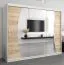 Schiebetürenschrank / Kleiderschrank Combin 06 mit Spiegel, Farbe: Weiß matt / Eiche Sonoma - Abmessungen: 200 x 250 x 62 cm (H x B x T)