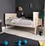 Babybett / Gitterbett Hildrid 02, Farbe: Akazie / Weiß - Liegefläche: 70 x 140 cm (B x L)