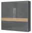 Schiebetürenschrank / Kleiderschrank Vaitele 08, Farbe: Anthrazit Hochglanz / Walnuss - 224 x 230 x 61 cm (H x B x T)