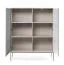 Vitrine mit LED-Beleuchtung, in Kaschmir, 126 x 104 x 39 cm, mit 2 Türen und 6 Fächern, Push-to-open Funktion, ABS-Kanten, elegantes Design mit Glastür