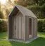 Gartenhütte mit Satteldach | Dreieckfenster | Grau-Beige | Außenmaße: 162,4 x 207,7 cm | Grundfläche: 4,50 m² | Skandinavischer Style | Malmö 11