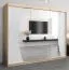 250 cm breiter Kleiderschrank mit 3 Türen | 10 Fächer | Farbe: Sonoma Eiche / Weiß Abbildung