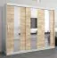 250 cm breiter Kleiderschrank mit 3 Türen | 10 Fächer | Farbe: Sonoma Eiche / Weiß Abbildung