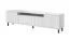 TV-Board / TV-Schrank Cienequillas 08, geriffelte Front, Farbe: Weiß, Beine: Schwarz, Push-to-open Funktion, vier Fächer, Maße: 54 x 200 x 40 cm