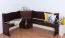 Eckbank Kiefer massiv Vollholz Walnussfarben Junco 243 - Abmessungen: 84 x 140 x 182 cm (H x B x L)