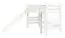 Weißes Hochbett mit Rutsche 80 x 190 cm, Buche Massivholz Weiß lackiert, umbaubar in ein Einzelbett, "Easy Premium Line" K30/n