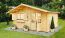 Holz-Gartenhaus 3,98 x 4,46 Meter (inkl. Dach) | Naturbelassen | Satteldach | 44 mm Blockbohlen-Haus Abbildung