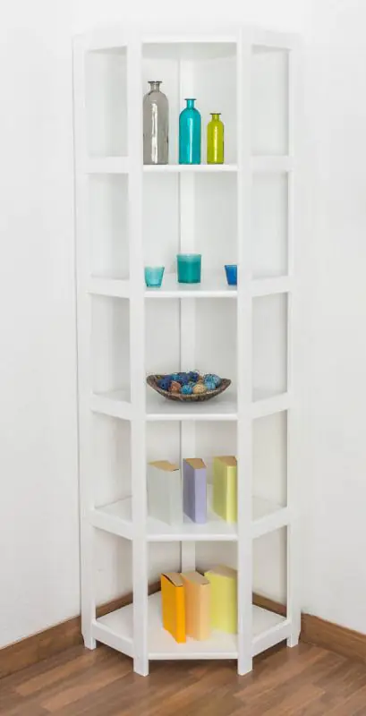 Bücherregal - 52 cm breit, Kiefer Holz-Massiv, Farbe: Weiß Abbildung