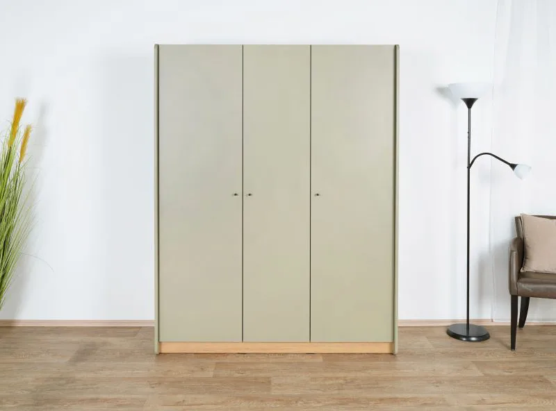 Moderner Kleiderschrank Sampont 01, Mintgrün / Eiche dunkel, 195 x 145 x 52 cm, mit 12 Fächern und 1 Kleiderstange, ABS-Kanten, robust und langlebig