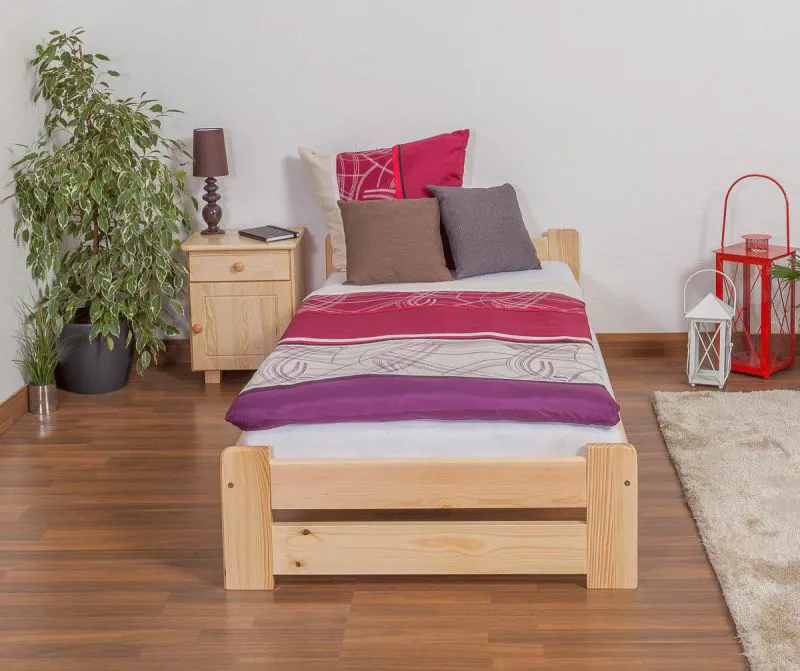 Bett Kiefer massiv 90 x 200 cm Natur Abbildung