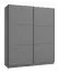 Grauer Schiebetürenschrank mit einer Kleiderstange Kule 02, Kleiderschrank, Farbe: Graphitgrau, sechs Fächer, Maße: 210 x 179 x 62,5 cm, modernes Design