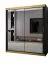 Eleganter Kleiderschrank Bernina 48, mit Spiegeltüren, Schwarz Matt, Griffe: Gold, Maße: 200 x 180 x 62 cm, 10 Fächer, 2 Kleiderstangen
