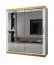 Weißer Kleiderschrank mit Spiegeltüren Bernina 46, 10 Fächer, Matte Oberfläche, zwei Kleiderstangen, Maße: 200 x 180 x 62 cm, Griffe: Gold
