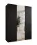 Drehtürenschrank / Kleiderschrank | 1 Spiegeltür | Farbe: Schwarz | 2 Fächer | Griffe: Schwarz | 2 Kleiderstangen | Soft-Close | Maße: 150 x 52 x 202 cm
