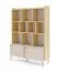 Regal | Farbe: Eiche Mavelie / Macadamia | Bücherregal | 1 Drehtür | 1 Schublade | 10 Fächer | 113 x 42 x 160 cm | Beine: Metall | Push-to-open Funktion