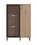 Modernes Wohnzimmer Komplett - Set B Zvesdara, 6-teilig, in Eiche Artisan / Schwarz, zwei Vitrinen, ein TV-Schrank, ein Wandregal, eine Kommode, ein Couchtisch, ABS-Kanten