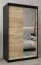 Schiebetürenschrank / Kleiderschrank Bisaurin 2C mit Spiegel, Farbe: Schwarz / Eiche Sonoma - Abmessungen: 200 x 120 x 62 cm ( H x B x T)