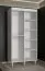 Schmaler Kleiderschrank mit Spiegeltür Jotunheimen 49, Farbe: Weiß - Abmessungen: 208 x 100,5 x 62 cm (H x B x T), mit zwei Kleiderstangen