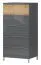 Kommode Vaitele 15, Farbe: Anthrazit Hochglanz / Walnuss - 123 x 60 x 45 cm (H x B x T)