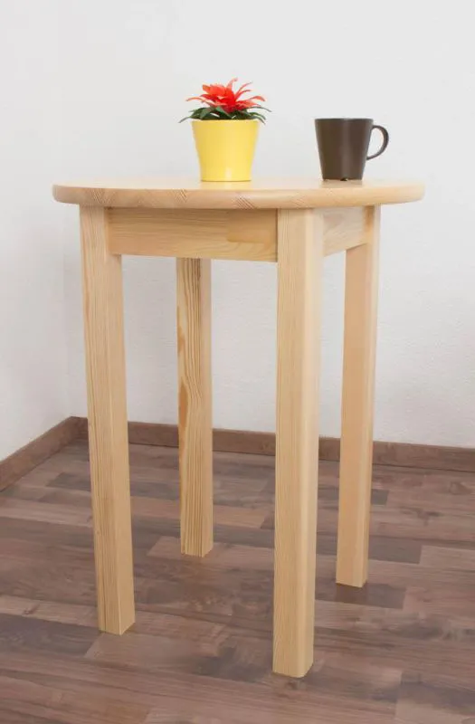 Runder Massivholz Esstisch 60x60 cm Kiefermassiv, Farbe: Natur Abbildung