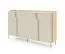 Kommode | Farbe: Eiche Mavelie / Macadamia | 4 Drehtüren | 6 Fächer | 183 x 42 x 110 cm | Push-to-open Funktion | Sideboard | Beine: Metall