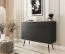 Wohnzimmer - Set E Horsham, 3-teilig, Farbe: Schwarz, Push-to-open Funktion, eine schmale Kommode, ein Sideboard, ein Schminktisch, ABS-Kanten, Beine: Schwarz