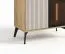 Vitrine mit viel Stauraum | 68,5 x 35,5 x 179 cm | ABS-Kantenschutz | inkl. LED-Beleuchtung | Metallbeine | Eiche Cremona / Beige | 10 Fächer