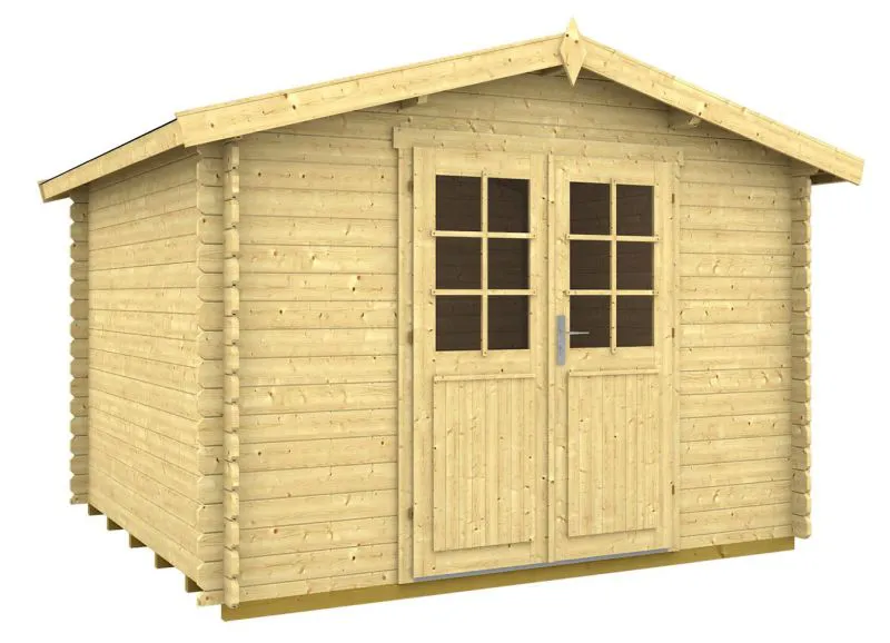Gartenhaus 3,5 x 3,2 Meter (inkl. Dach) | Natur | Satteldach | 28 mm Blockbohlen Abbildung