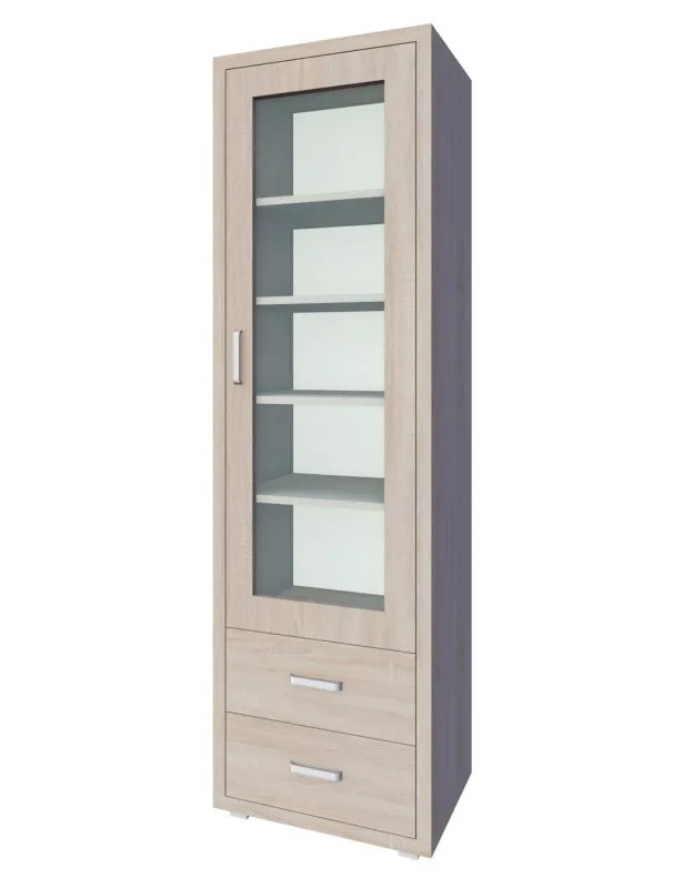 Vitrine Kerowagi 05, Farbe: Sonoma Eiche - Abmessungen: 200 x 60 x 41 cm (H x B x T)