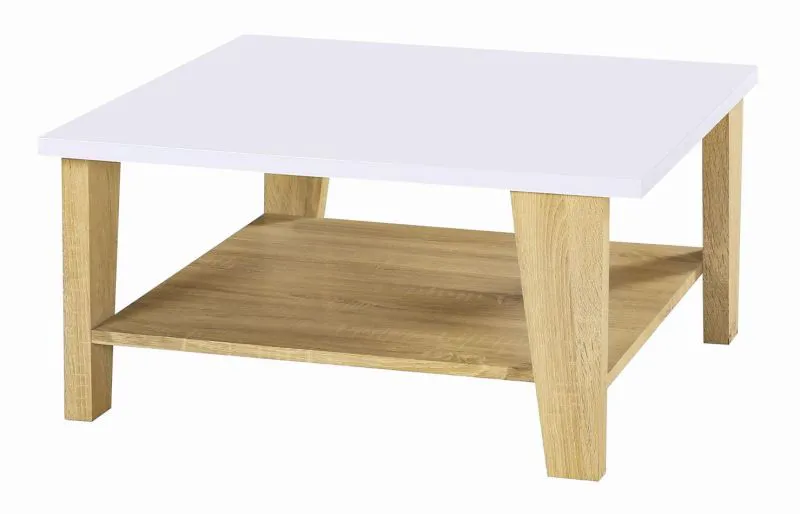 Beistelltisch Couchtisch Farbe: Sonoma Eiche / Weiß 40x80x80 cm Abbildung