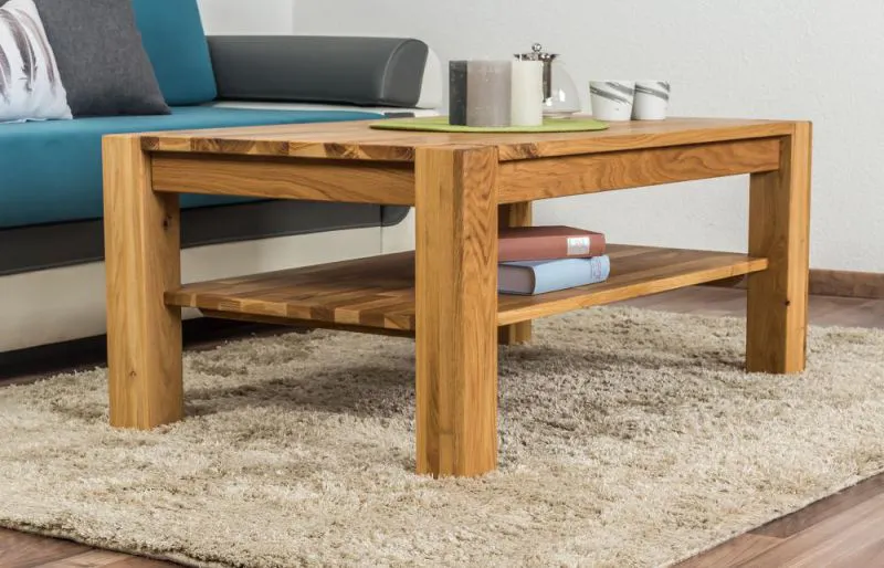Beistelltisch Couchtisch Eiche Massivholz Farbe: Natur 50x105x65 cm Abbildung