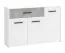 Sideboard / Kommode mit einer Schublade Brus 11, Farbe: Weiß / Beton, drei Türen, vier Fächer, ABS-Kanten, Maße: 80,5 x 119 x 33 cm, für Wohnzimmer