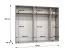 Kleiderschrank | 5-Türig | Farbe: Kaschmir | 2,5 Meter breit | Griffe: Gold | 3 Kleiderstangen | 3 Fächer | Maße: 250 x 52 x 202 cm | ABS-Kantenschutz