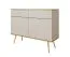 Wohnzimmer - Set D Horsham, 3-teilig, Farbe: Beige, Push-to-open Funktion, Beine: Gold, eine schmale Kommode, ein Sideboard, ein Schminktisch, ABS-Kanten