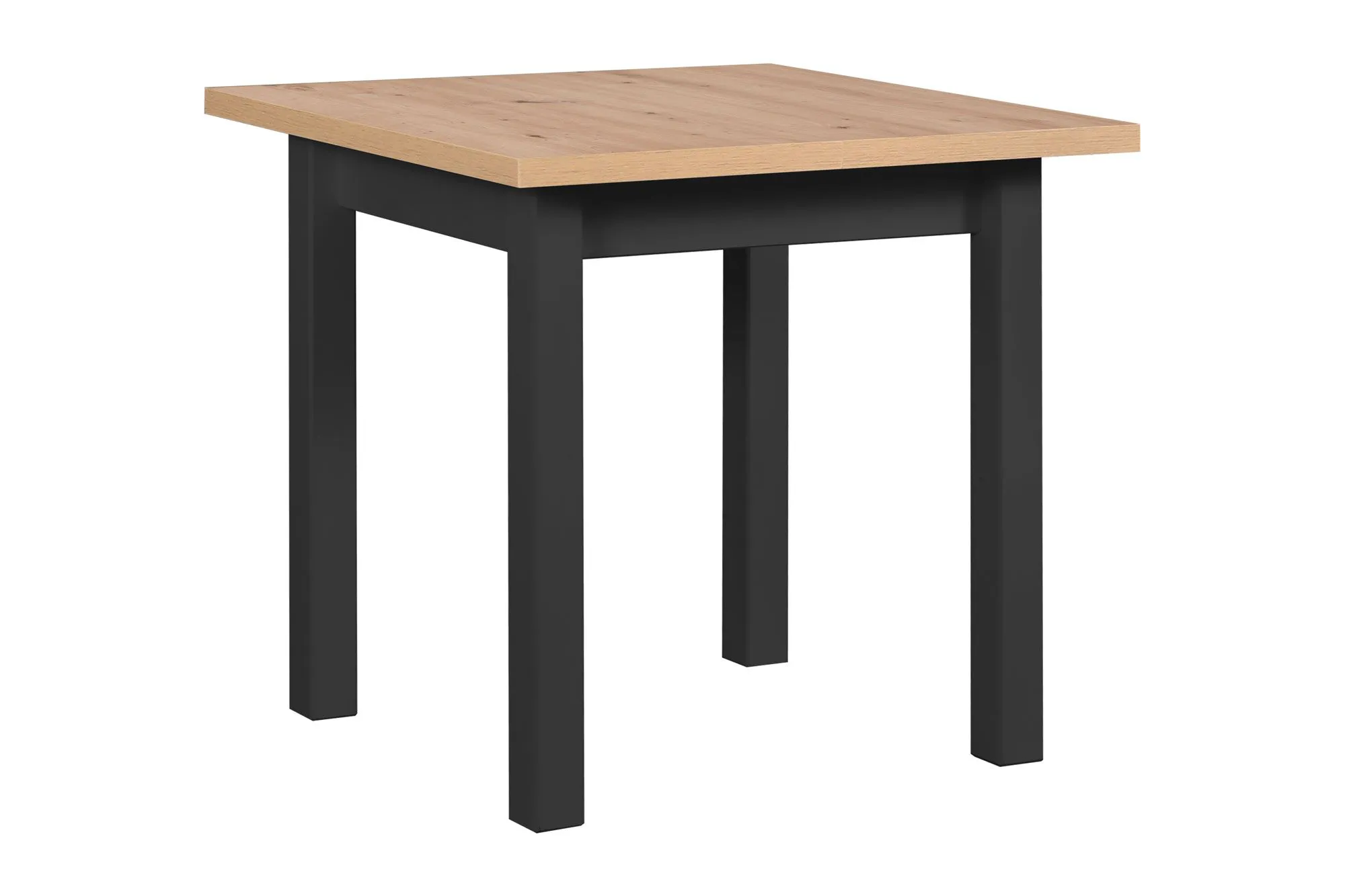 Esstisch LELDE in Schwarz/Eiche, ausziehbar, platzsparend, Abmessung 80 x 80/160 cm (B x T), leicht kombinierbar, Tischplattenhöhe 32 mm, Laminatplatte