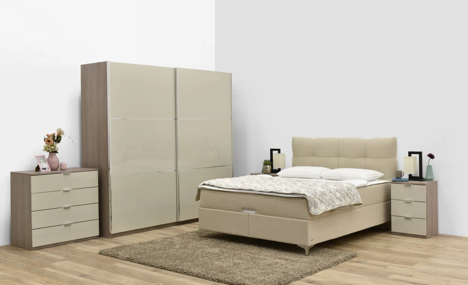 kommode grau hochglanz COLORS Anthrazit matt mit Glas Doreen Delicate Blumenfenster Vorhang