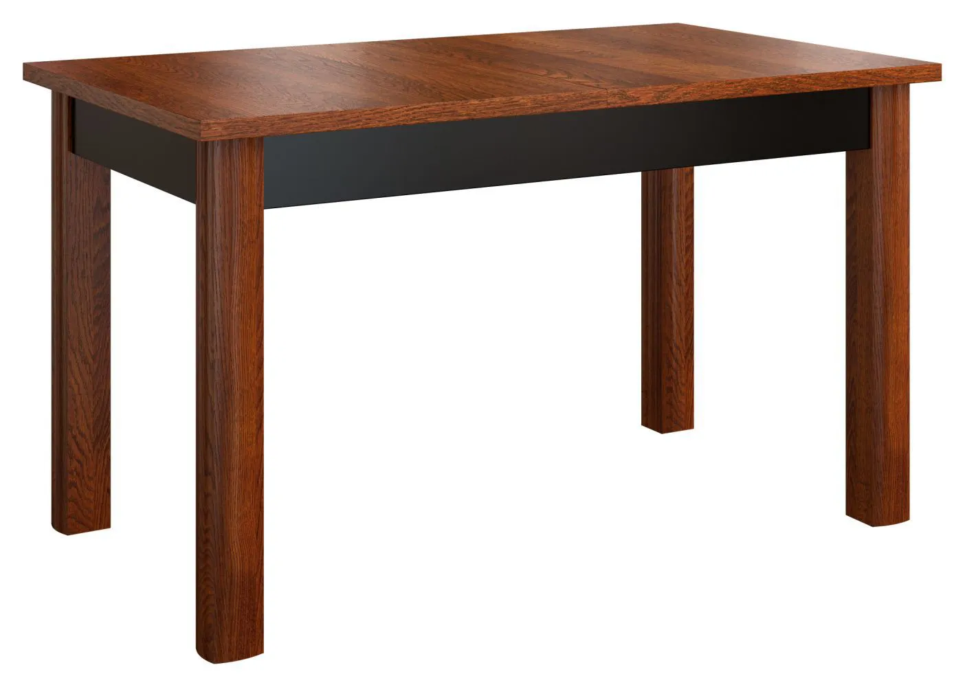 Ausziehbarer Esstisch 130x80 cm, Höhe (cm) 77, Länge/Tiefe (cm) 130, Breite (cm) 80, Material Holzfaserplatte, Farbe Walnuss / Schwarz,