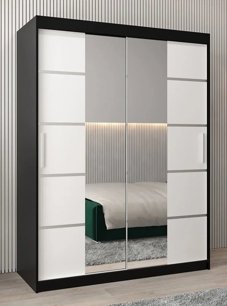 150 cm breiter Kleiderschrank mit 2 Türen | 5 Fächer