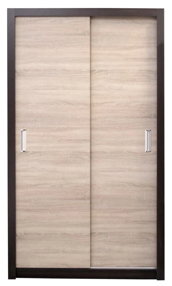 130 cm breiter Schiebetürenschrank mit 2 Türen | 6 Fächer | Kleiderstange