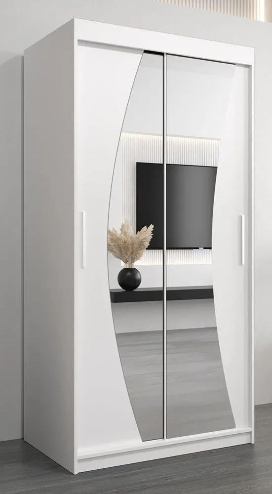 1 Meter breiter Kleiderschrank mit 2 Türen | Farbe: Weiß, Türen Anzahl 2, Höhe (cm) 200, Länge/Tiefe (cm) 100, Breite (cm) 62, Material Laminierte Spanplatte, Farbe Weiß, 1 Meter breiter Kleiderschrank mit 2 Türen