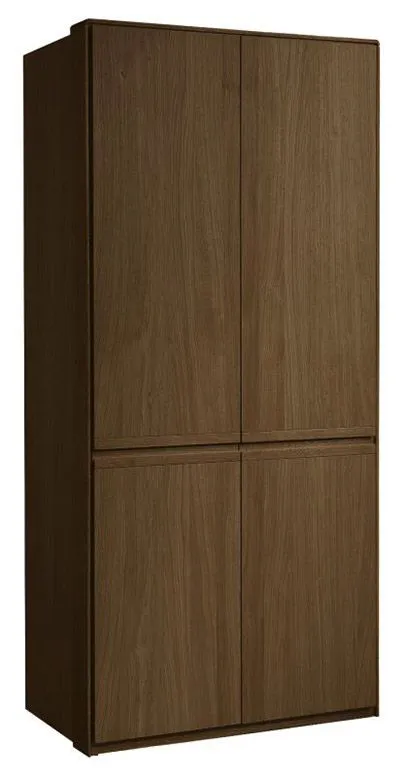104 cm breiter Kleiderschrank mit 2 Türen | Farbe: Dunkelbraun, Türen Anzahl 2, Höhe (cm) 222, Länge/Tiefe (cm) 104, Breite (cm) 61, Massivholz Teilmassiv, Material Eiche teilmassiv, 104 cm breiter Kleiderschrank mit 2 Türen