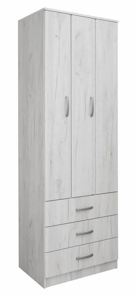 Kleiderschrank | 2 Drehtüren | 3 Schubladen | 1 Fach | mit Kleiderstange | 75 cm breit