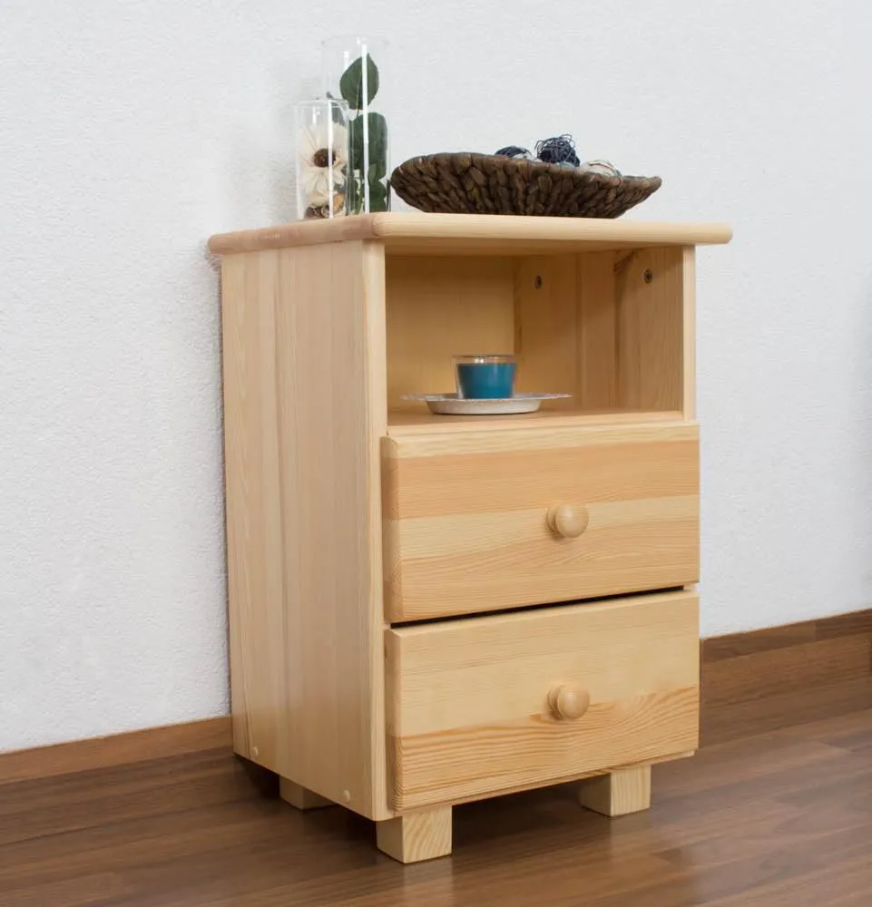 Nachttisch Natur, Höhe (cm) 60, Länge/Tiefe (cm) 43, Breite (cm) 33, Massivholz, Material Kiefer massiv, Farbe Kiefer Natur, Nachttisch Natur