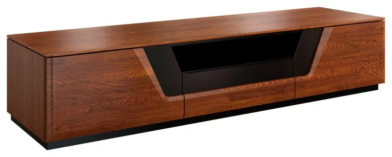 TV-Möbel TV-Schrank teilmassiv Farbe: Walnuss / Schwarz 38x182x50 cm  Abbildung