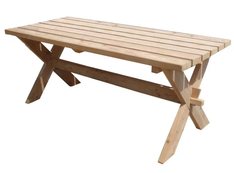 Rustikaler Gartentisch Lisianthus, aus Massivholz, Lärche natur, 75 x 178 x 76 cm, stabiler Holztisch, langlebig, robust
