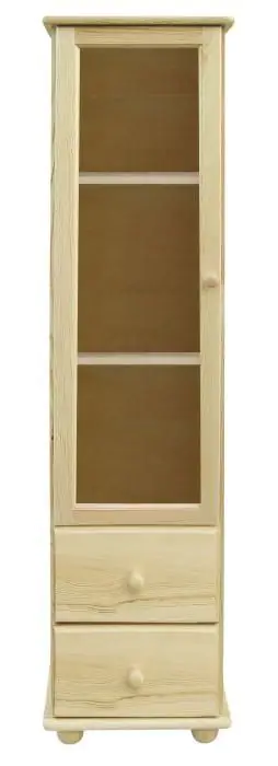 Wohnzimmerschrank, Vitrine, 45 cm breit, Kiefernholz massiv, Farbe: Natur Abbildung